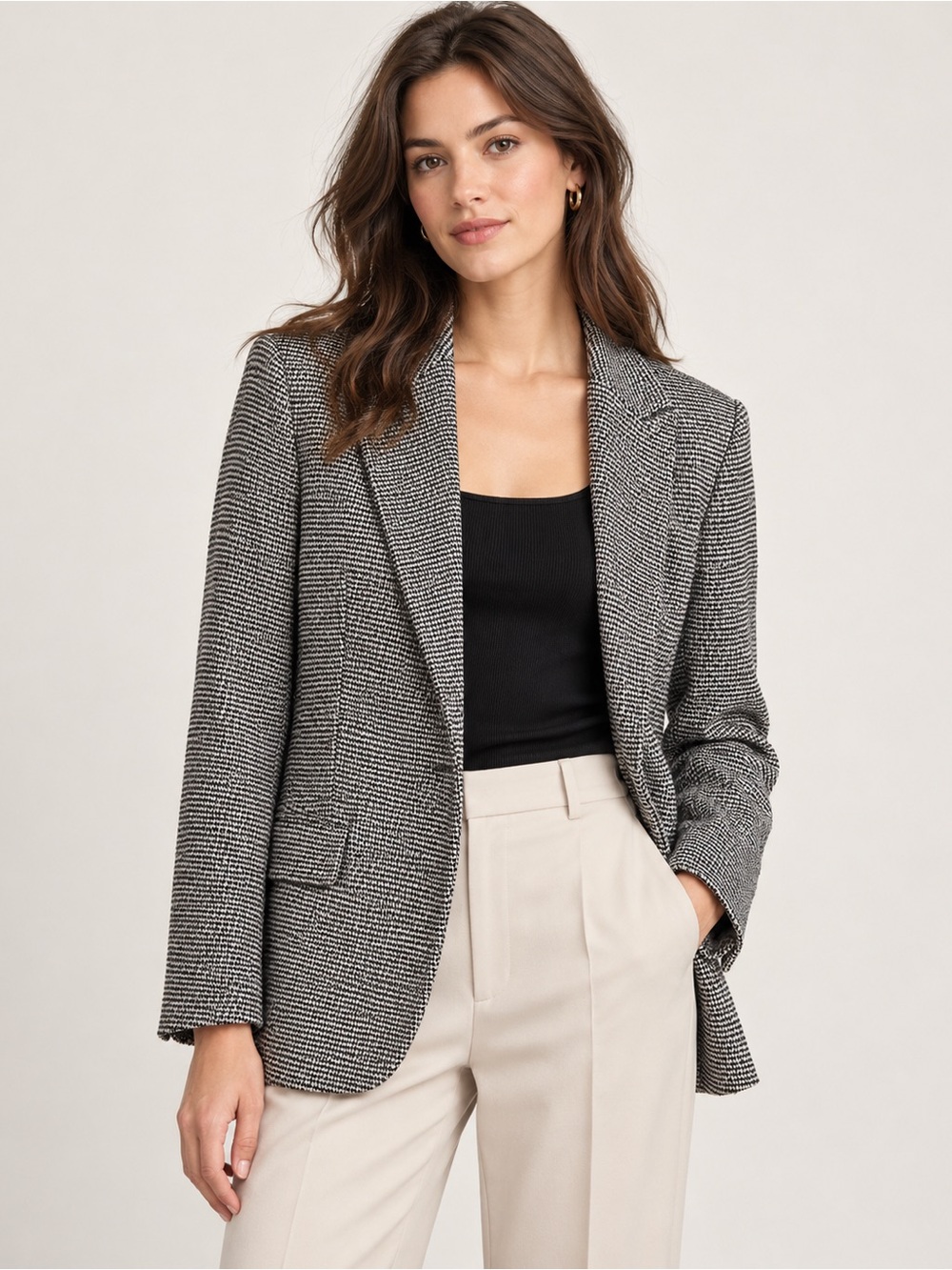 Theory Black & White Tweed Suit Jacket